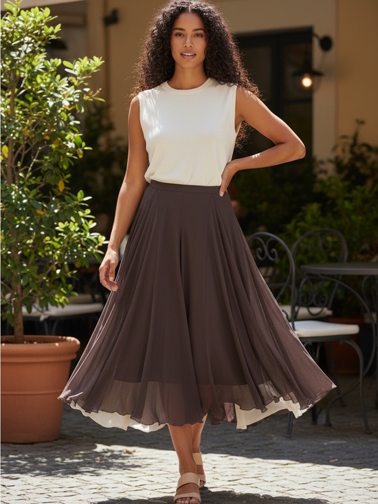 Nine West Dresses & Skirts - Nine West Chocolate Brown Midi Skirt with Sheer Layers. NEVER WORN